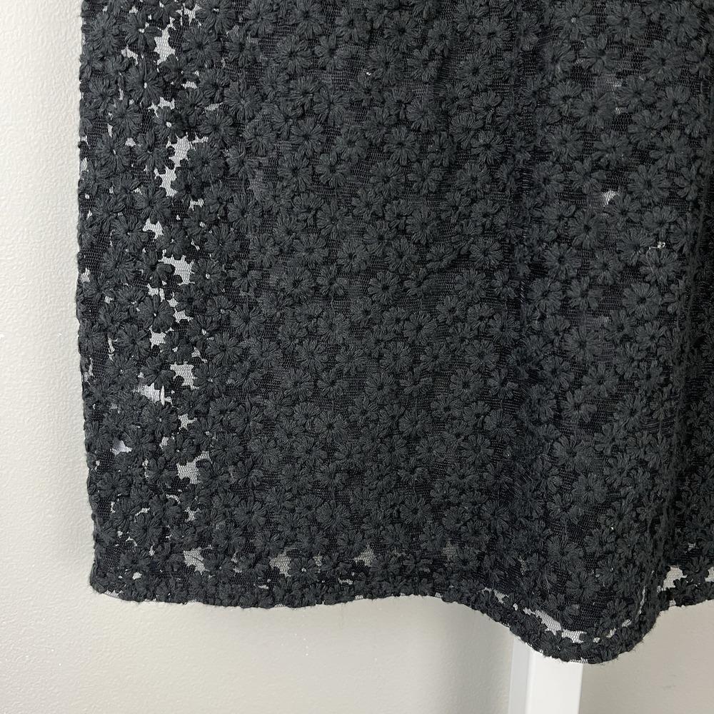 Ann Taylor LOFT Sheer Black‎ Top Shirt Womens S Nylon Mesh Floral Embroidered - Picture 4 of 6